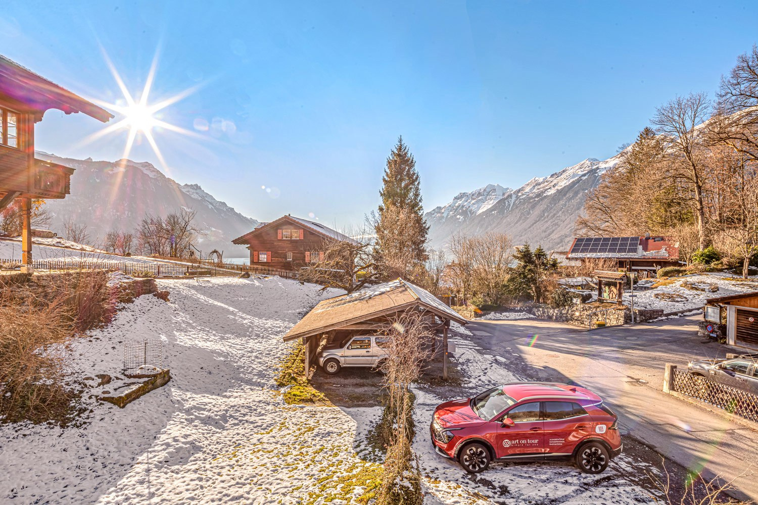 Chalet, obere Wohnung, Aussicht, Parkplatz